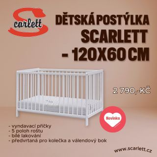 Představujeme Vám naši NOVINKU. Dětská postýlka Scarlett K/B o velikosti 120x60cm. Naše nová postýlka disponuje...